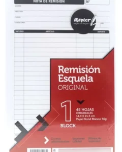 Block de Remisión Esquela 45 Hojas 14×21.5cm RAYTER