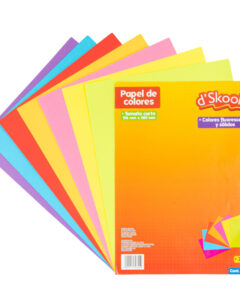 Paquete de Hojas d’Skool Tamaño Carta Colores Fluorescentes y Sólidos 100 Hojas