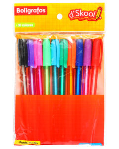 Bolígrafo D’Skool Punto Mediano Colores 10 Piezas