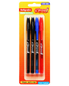 Bolígrafo d’Skool Punto Medio Multicolor 4 Piezas