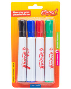 Marcador Para Pizarrón Blanco d’Skool Multicolor 4 Piezas