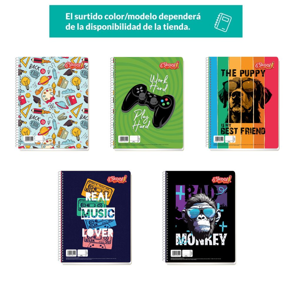 Cuaderno Profesional d'Skool Hombre Cuadro Chico 100 Hojas