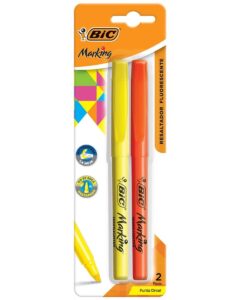 Marcatextos Fluorescentes Bic Marking Amarillo y Naranja 2 Piezas