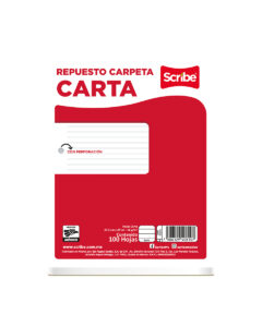 Hoja Perforada para Carpeta T/Carta raya SCRIBE Repuesto