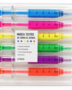 Marcatexto y Lapicero En forma de Jeringa Fluorecente